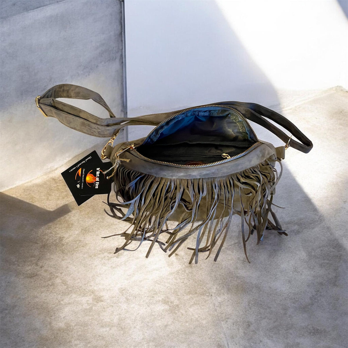 Custom Faux Suede Crossbody Bum Bag with Removable Fringed Tassels - Stylish & Versatile