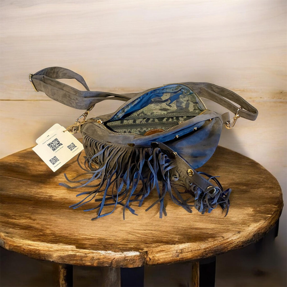 Custom Faux Suede Crossbody Bum Bag with Removable Fringed Tassels - Stylish & Versatile