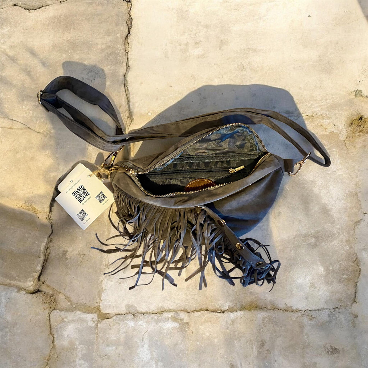 Custom Faux Suede Crossbody Bum Bag with Removable Fringed Tassels - Stylish & Versatile
