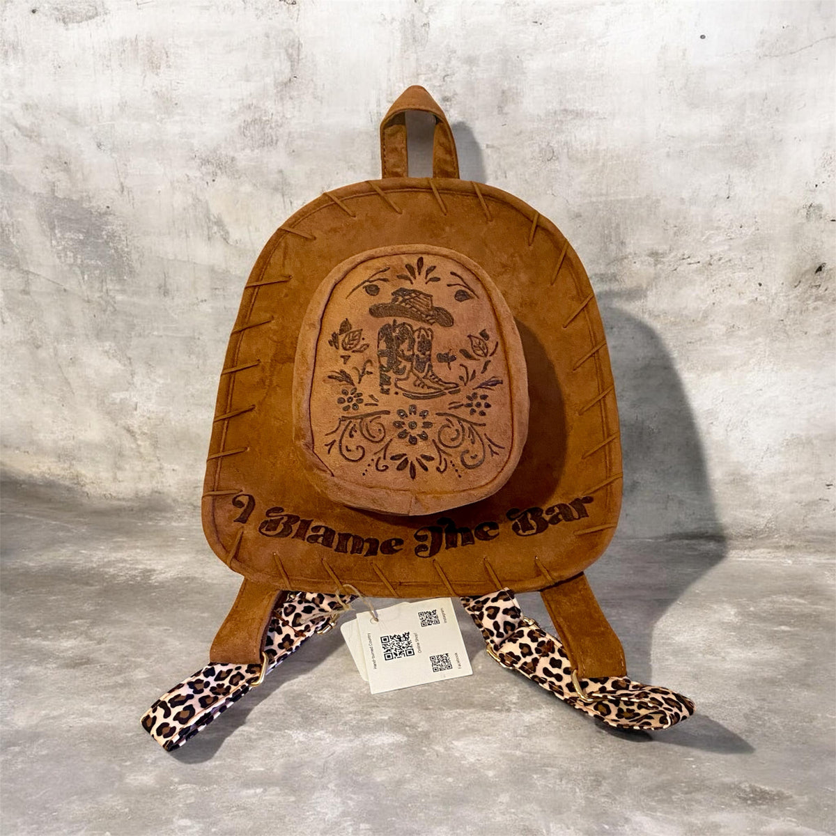 Stylish Custom Faux Suede Cowboy Hat Backpack for All Ages!