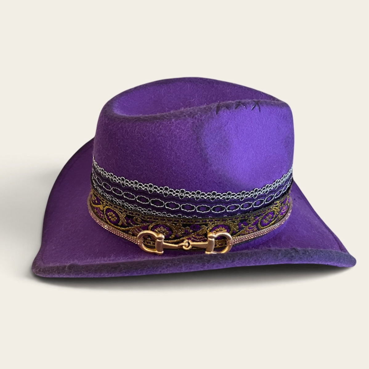 Royal Purple Cowboy Hat with Moon and Stars – Celestial Felt Style
