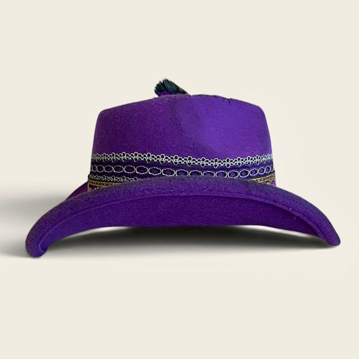 Royal Purple Cowboy Hat with Moon and Stars – Celestial Felt Style