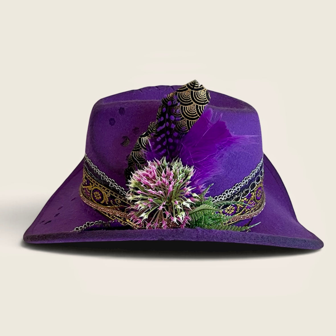 Royal Purple Cowboy Hat with Moon and Stars – Celestial Felt Style