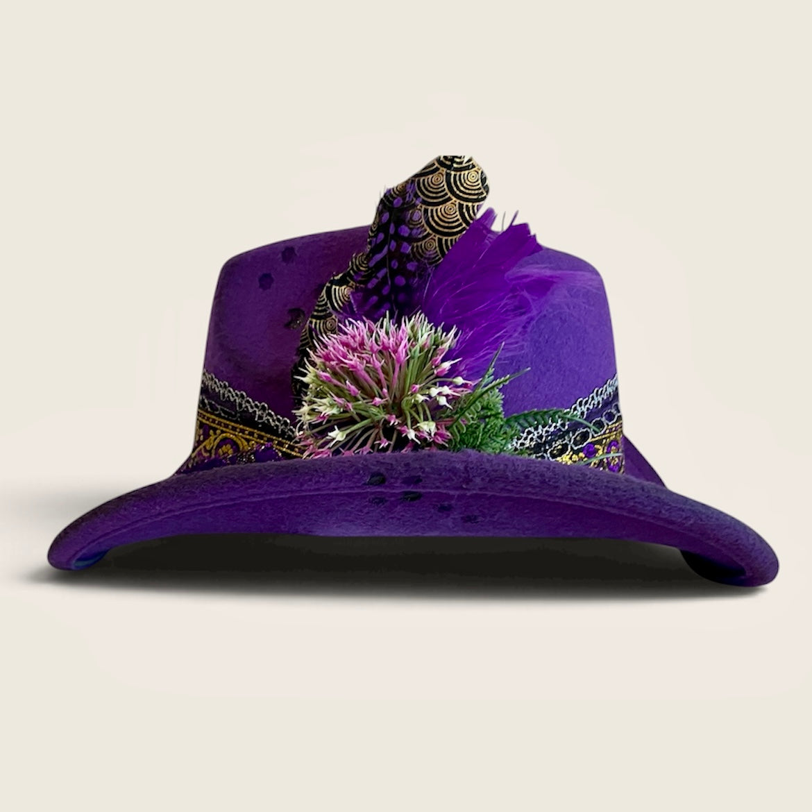 Royal Purple Cowboy Hat with Moon and Stars – Celestial Felt Style