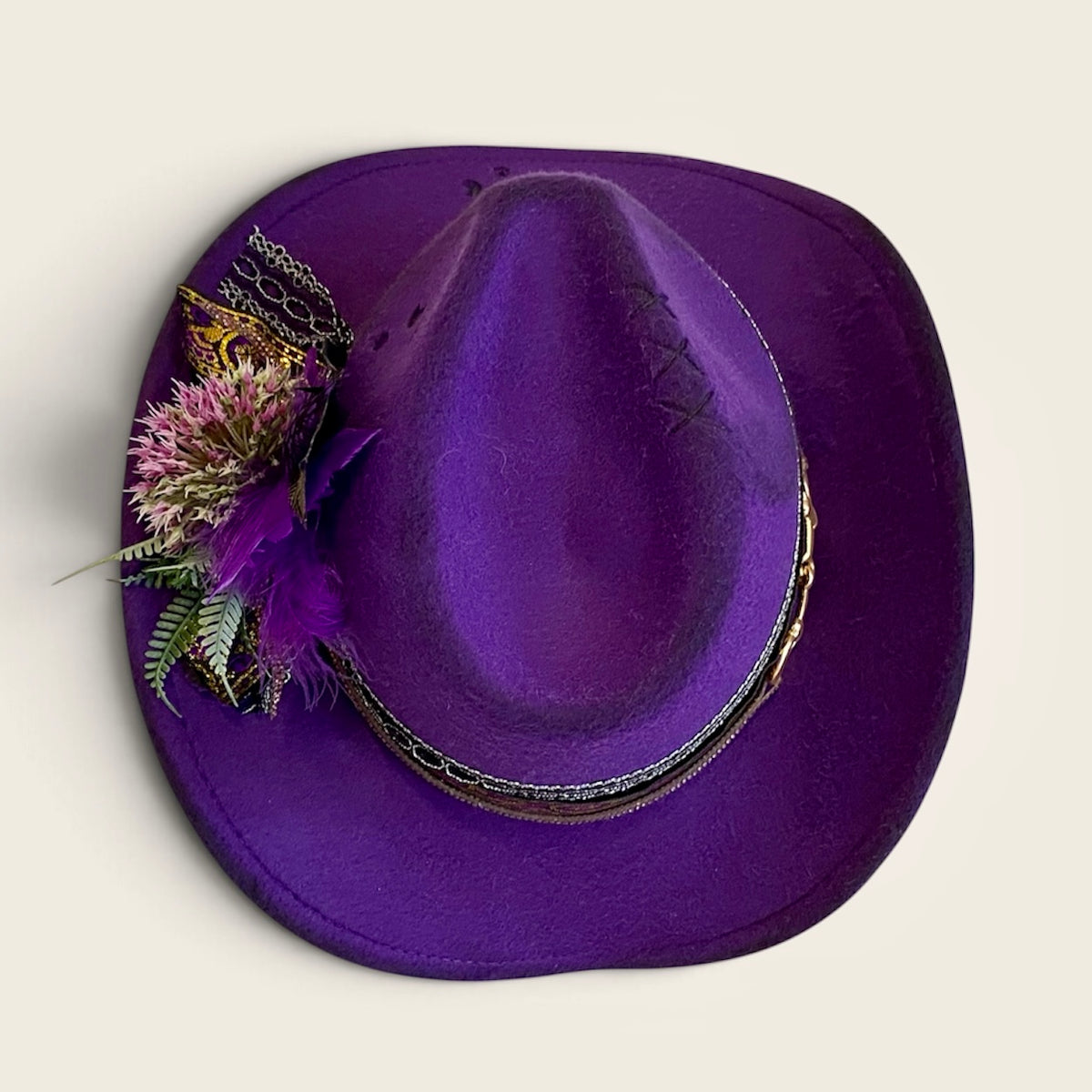 Royal Purple Cowboy Hat with Moon and Stars – Celestial Felt Style