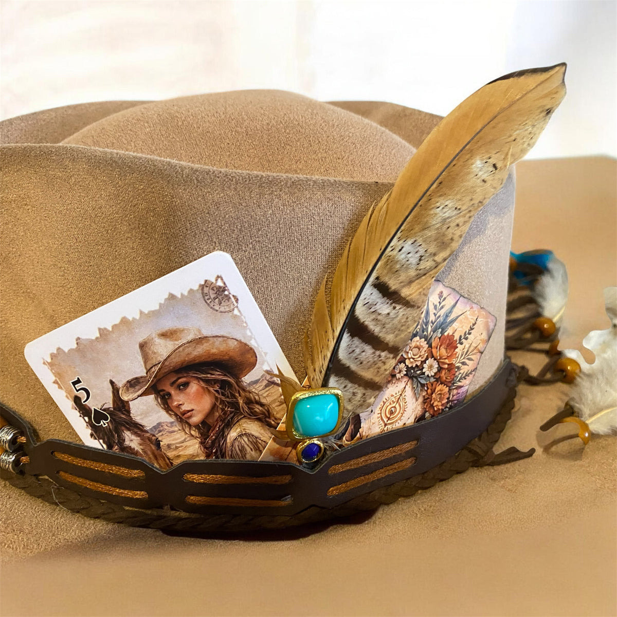 Ain't My First Rodeo Custom Cowboy Hat - Handburned Vegan Suede Masterpiece Custom