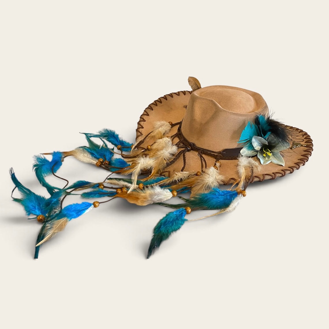 Ain't My First Rodeo Custom Cowboy Hat - Handburned Vegan Suede Masterpiece Custom