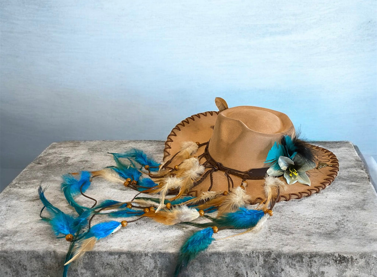 Ain't My First Rodeo Custom Cowboy Hat - Handburned Vegan Suede Masterpiece Custom