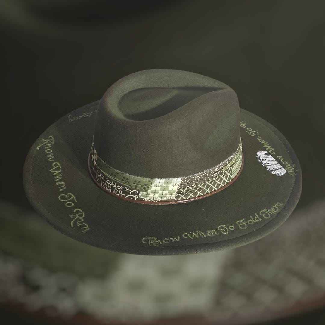 Elevate Your Style with Our Hand Burned Rancher Hat - The Gambler Edition