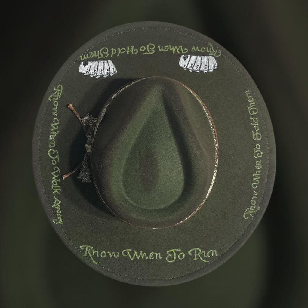Hand Burned Vegan Suede Vintaged Cowboy Hat The Gambler