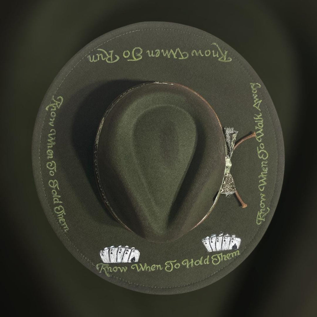 Hand Burned Vegan Suede Vintaged Cowboy Hat The Gambler
