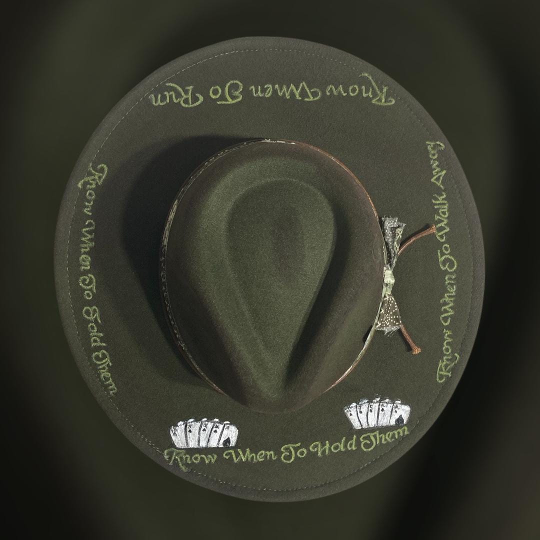 Hand Burned Vegan Suede Vintaged Cowboy Hat The Gambler