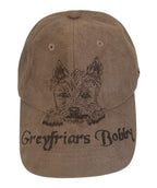 Hand Burned Baseball Fashion Cap 100% Polyester Faux Suede, Greyfriars Bobby Dog theme
