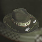 Hand Burned Vegan Suede Vintaged Cowboy Hat The Gambler