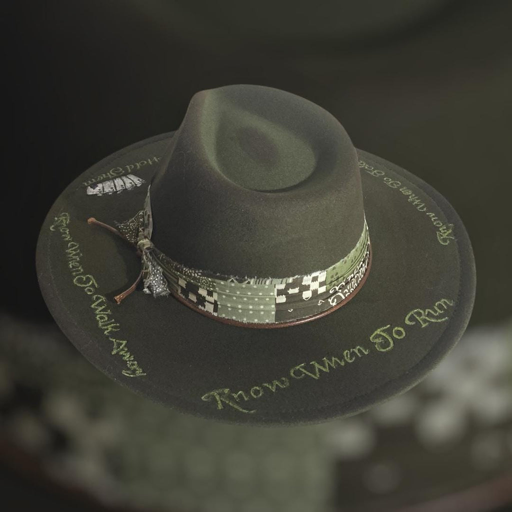 Hand Burned Vegan Suede Vintaged Cowboy Hat The Gambler