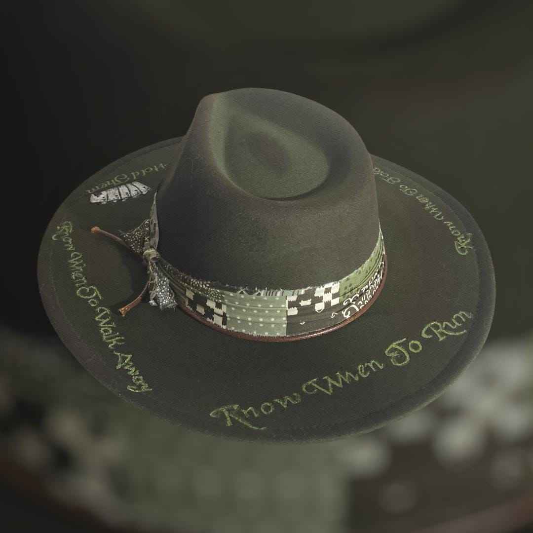Elevate Your Style with Our Hand Burned Rancher Hat - The Gambler Edition