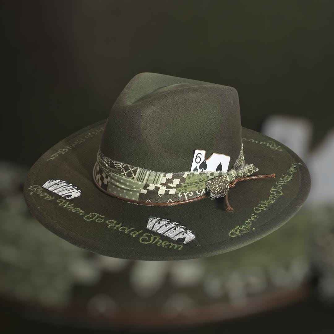 Elevate Your Style with Our Hand Burned Rancher Hat - The Gambler Edition