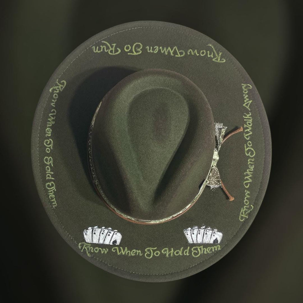 Hand Burned Vegan Suede Vintaged Cowboy Hat The Gambler