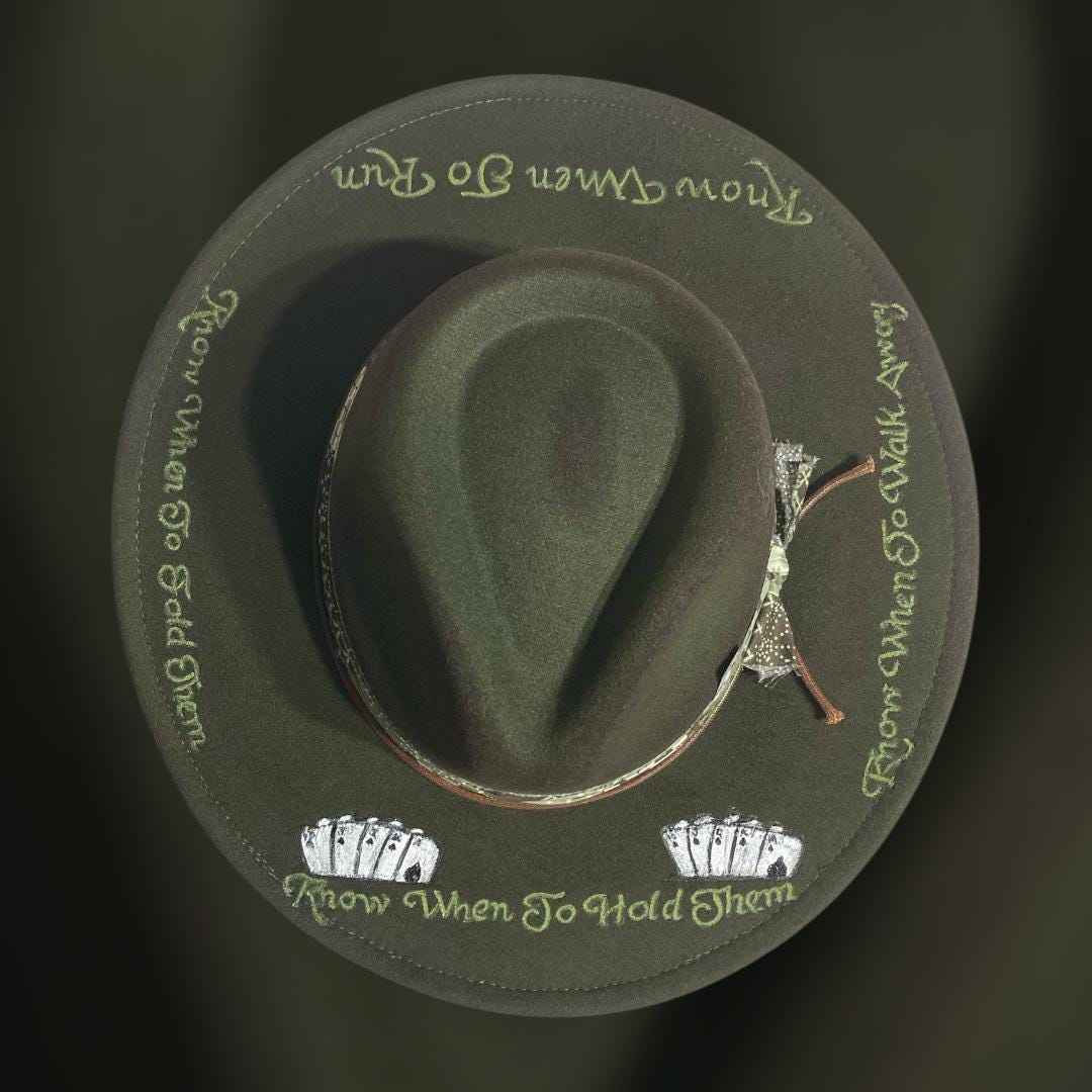 Elevate Your Style with Our Hand Burned Rancher Hat - The Gambler Edition