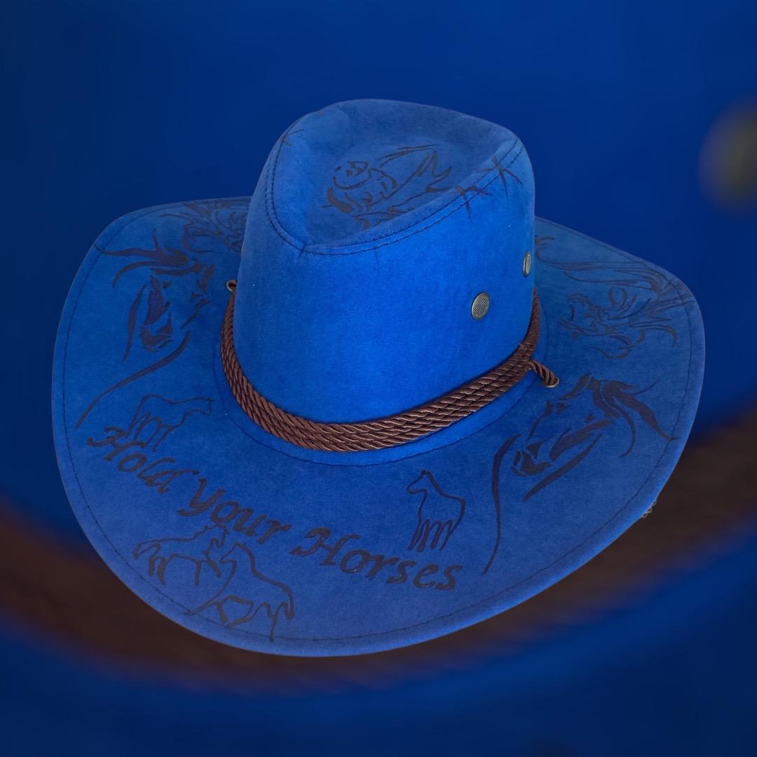 Hand-Burned and Painted Vegan Suede Cowboy Hat Max Jackson inspired Aussie Country
